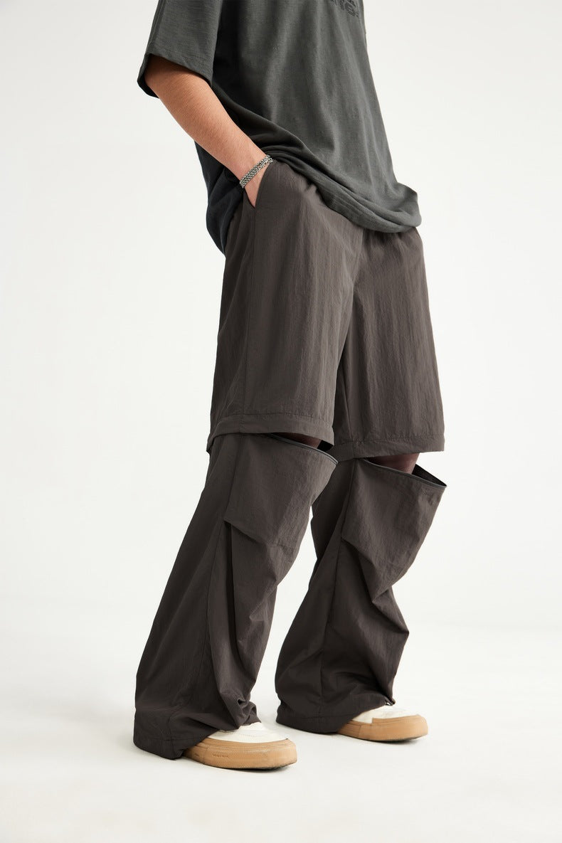 2025 Spring And Summer New Wide Leg Disassembly Pants One Pants Wear Waterproof Casual Big Leg Straight Pants For Men
