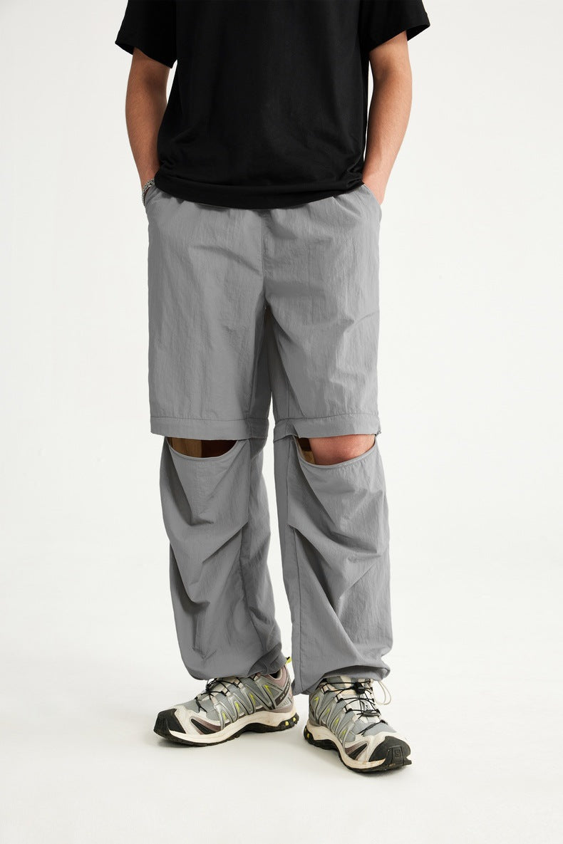 2025 Spring And Summer New Wide Leg Disassembly Pants One Pants Wear Waterproof Casual Big Leg Straight Pants For Men