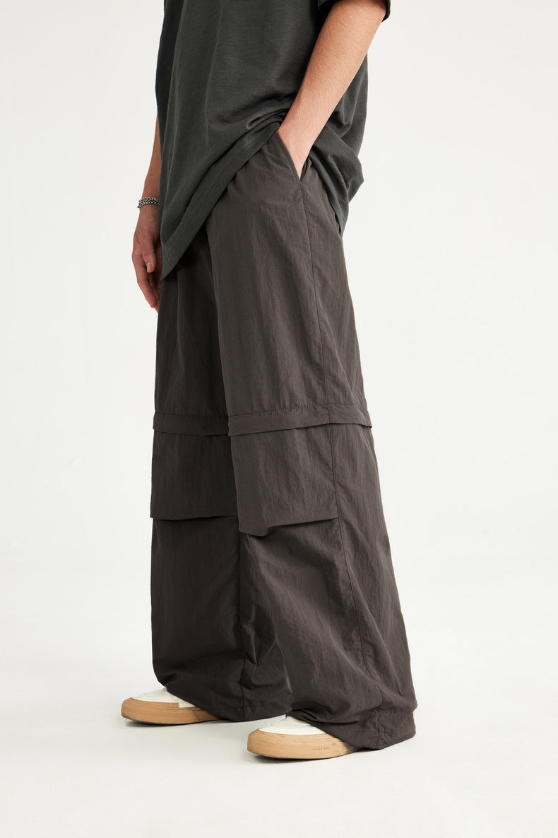 2025 Spring And Summer New Wide Leg Disassembly Pants One Pants Wear Waterproof Casual Big Leg Straight Pants For Men