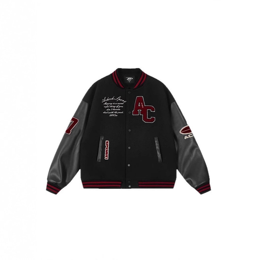 2025 Spring And Autumn New American Style Retro Contrast Color Baseball Suit Coat Towel Embroidered New Aviator Jacket Casual Upper