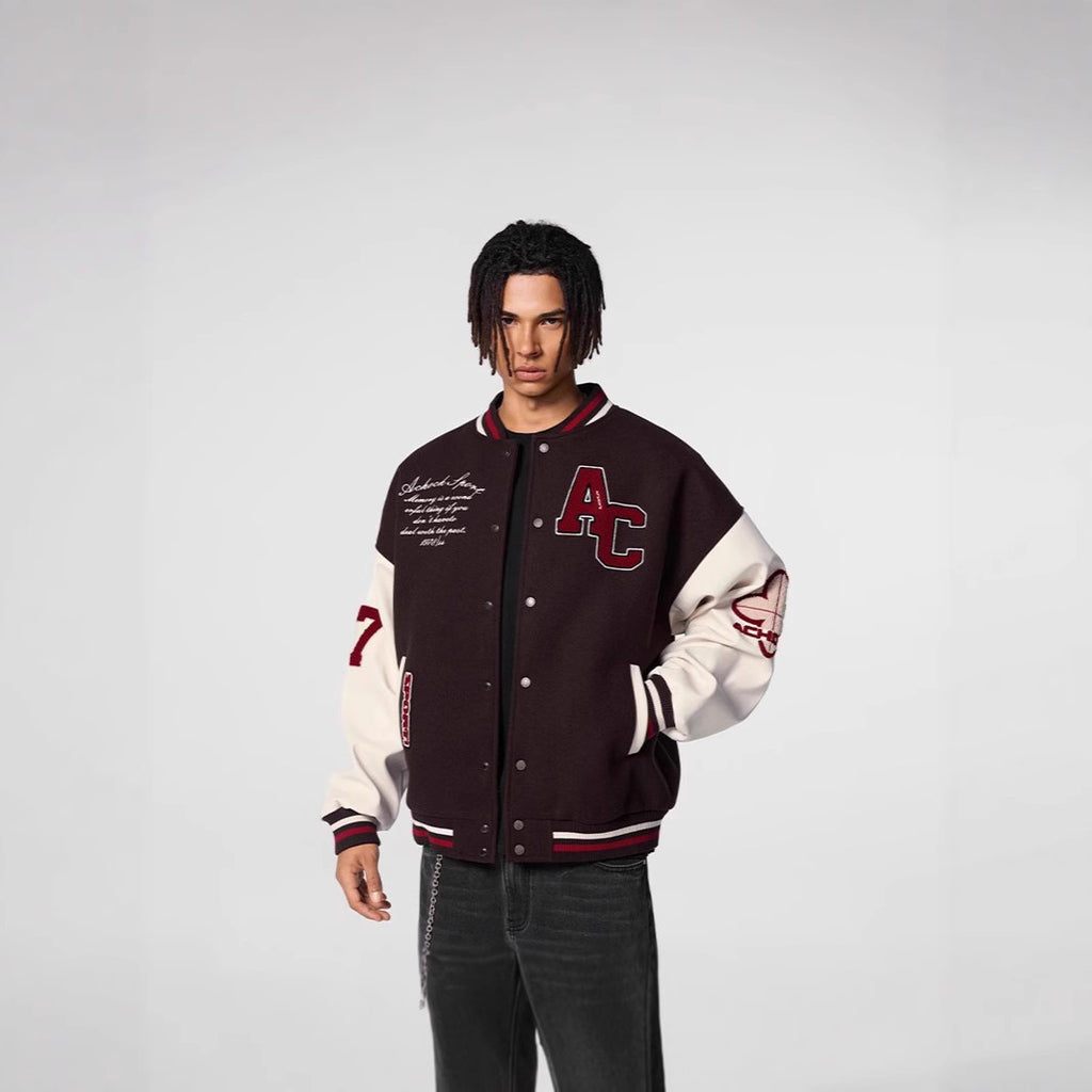 2025 Spring And Autumn New American Style Retro Contrast Color Baseball Suit Coat Towel Embroidered New Aviator Jacket Casual Upper