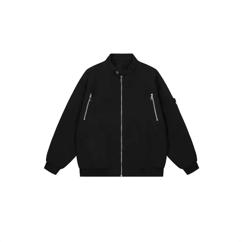 American Style High Street Collar Tooling Bomber Jacket Men's Trendy Brand Zipper Design Sense Jacket Baseball Suit Jacket Men's