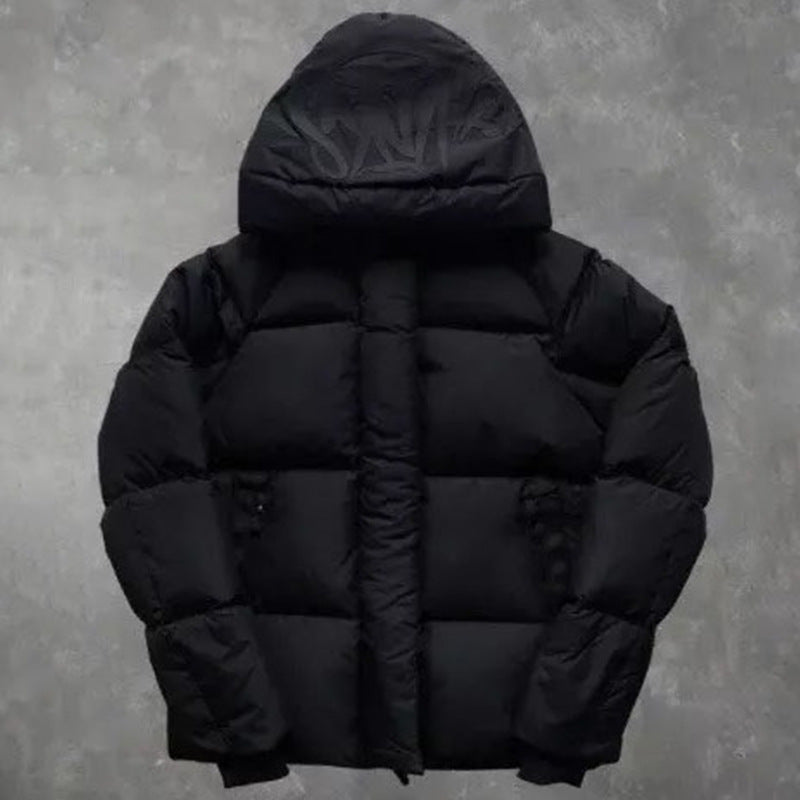 New European And American Style Fashionable Winter Letter Printing Street Hip-Hop Style Men's And Women's Hooded Cotton-padded Coat