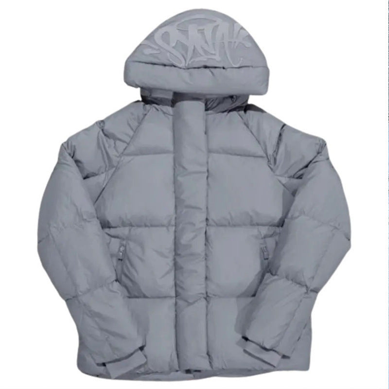 New European And American Style Fashionable Winter Letter Printing Street Hip-Hop Style Men's And Women's Hooded Cotton-padded Coat