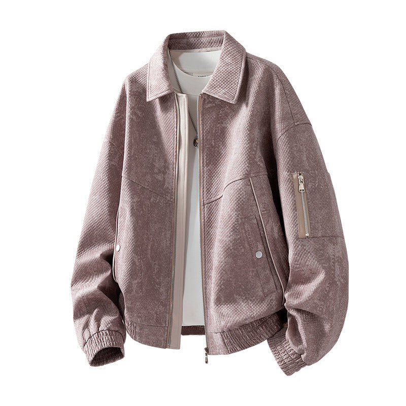Jacket Loose Casual Jacket Men's Lar Jacquard Denim Light Luxury Business Plus Fat Jacket Casual Jacket