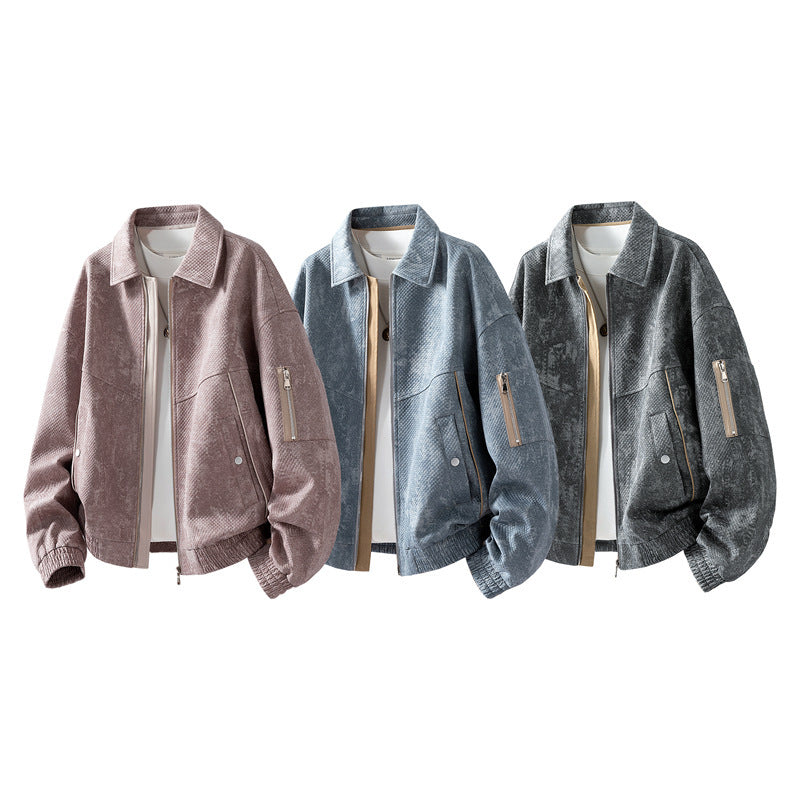Jacket Loose Casual Jacket Men's Lar Jacquard Denim Light Luxury Business Plus Fat Jacket Casual Jacket