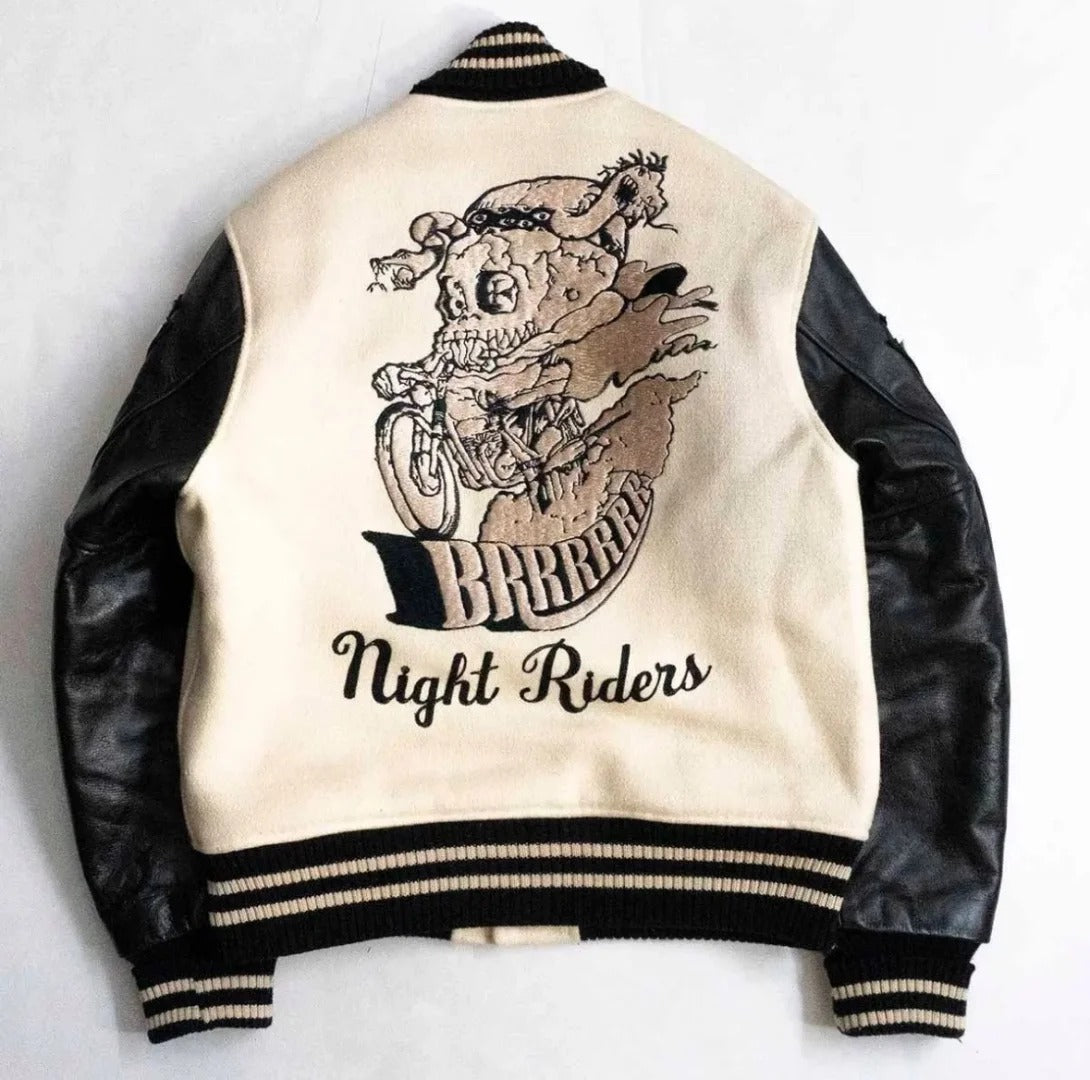 American Cross-Border Skull Rider Baseball Suit Cleanf Style Slim-Fit Collar Leather Short Coat Jacket Coat