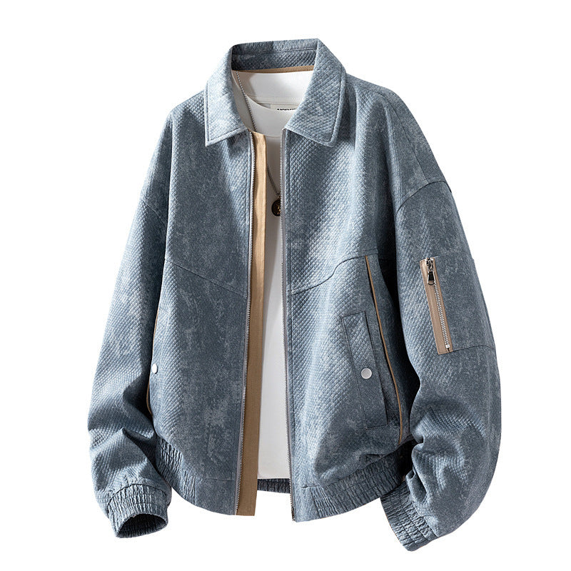 Jacket Loose Casual Jacket Men's Lar Jacquard Denim Light Luxury Business Plus Fat Jacket Casual Jacket