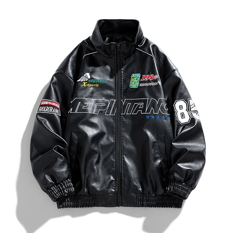 Leather Men's New Autumn Stand Collar Bearer PU Leather Jacket Korean Fashionable Embroidered American Casual Jacket