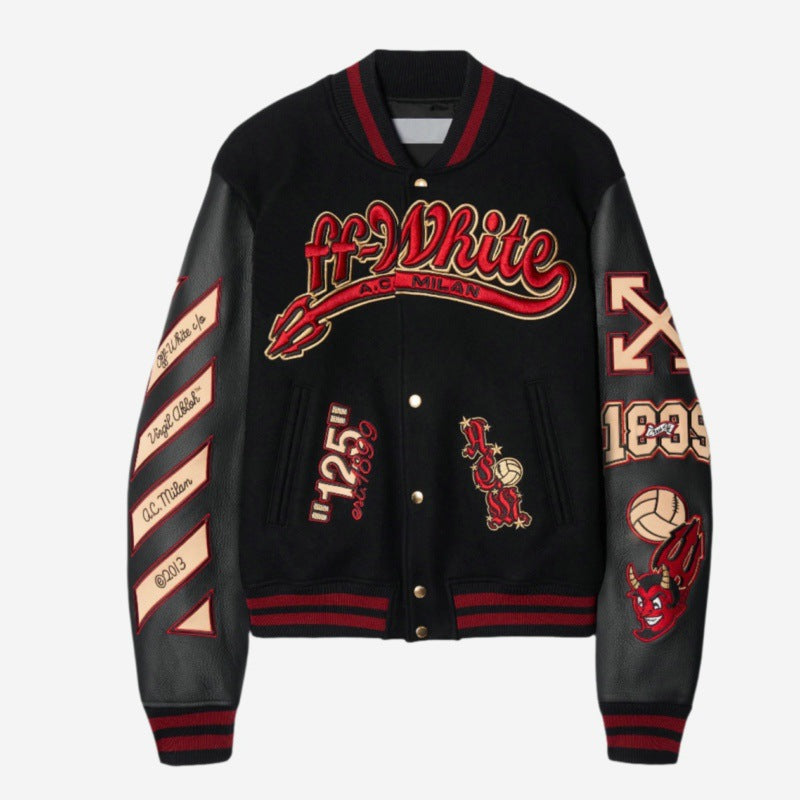 OW Joint AC American Vintage Loose Embroidered Baseball Suit Biker Racing Suit Jacket Couple VINTAGE Jacket