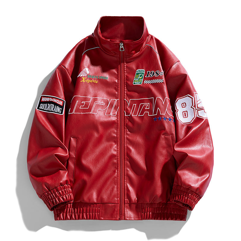 Leather Men's New Autumn Stand Collar Bearer PU Leather Jacket Korean Fashionable Embroidered American Casual Jacket