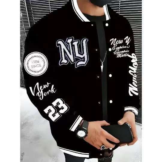 2025 Spring Autumn Street Men's Fashion Trend Loose Casual Baseball Uniform Jacket For Outdoor And Dating