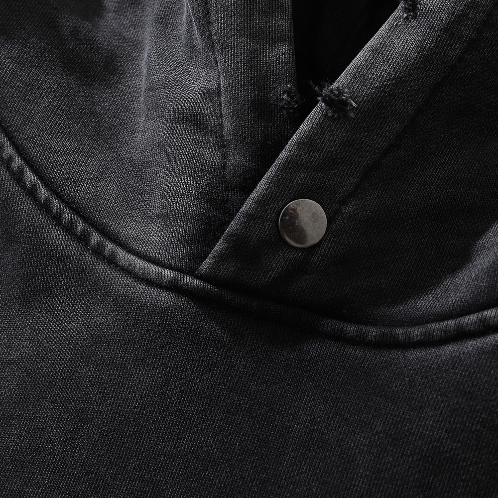 Street Tide Hip-Hop Flame Dice Printed Hoodie Men's Wear European And American Loose Washed Dressed Old Wear Hoodie