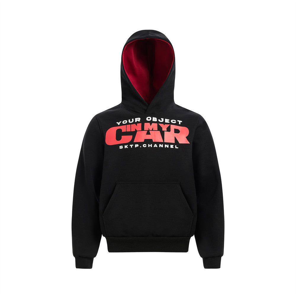 Contrast Color Letter Printing Hooded Sweater For Boys Spring And Autumn Loose High Street Fashionable Sports Casual Hoodie Top
