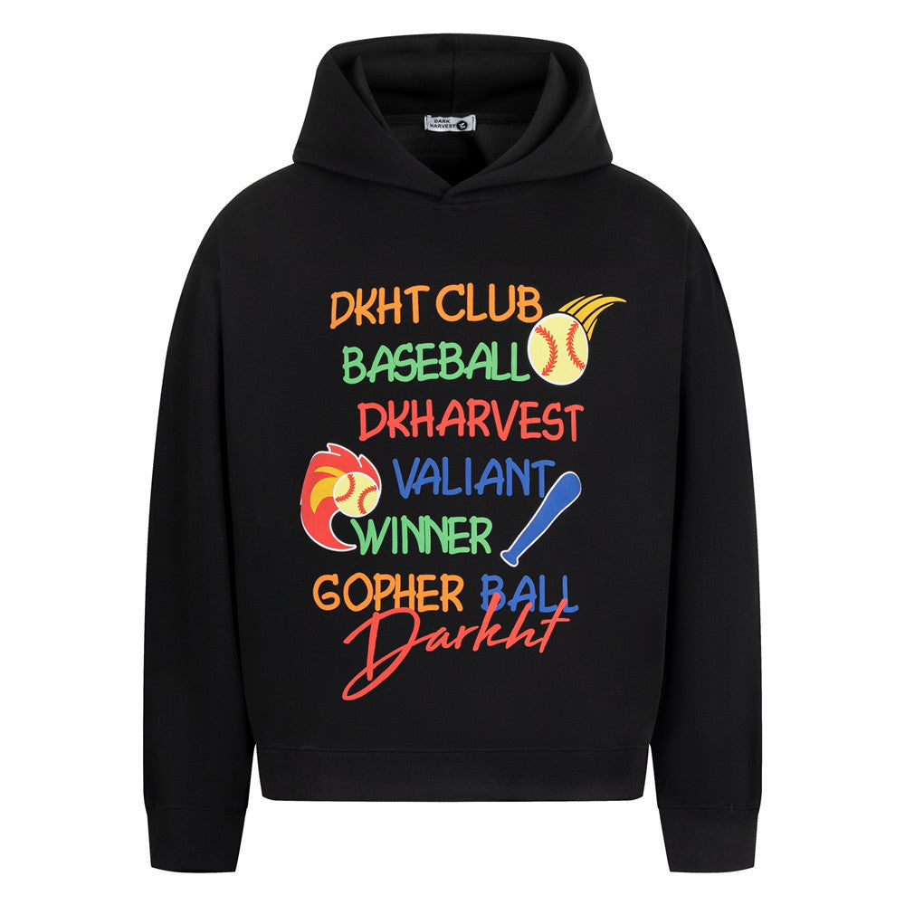 Colorful Letter Printed Hooded Sweater Niche Design Sense American Hip Hop Fashionable Spring And Autumn Men's Loose Sweatshirt