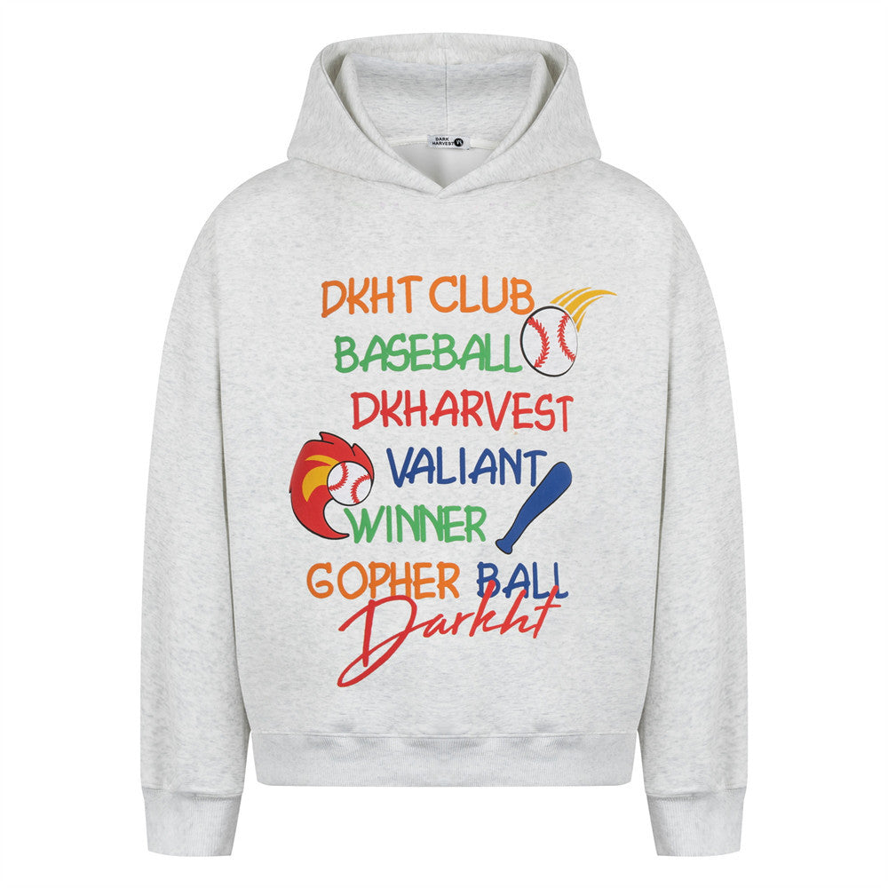 Colorful Letter Printed Hooded Sweater Niche Design Sense American Hip Hop Fashionable Spring And Autumn Men's Loose Sweatshirt