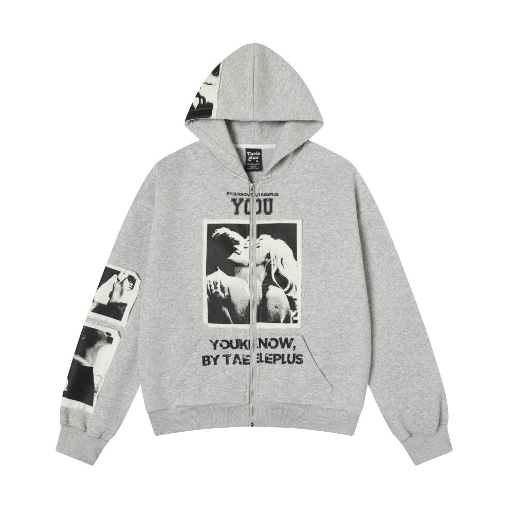 American-style Retro Figure Padded Embroidered Wide-free Cardigan Sweater Autumn And Winter Men's Hip-hop Fashionable Niche Zipper Jacket