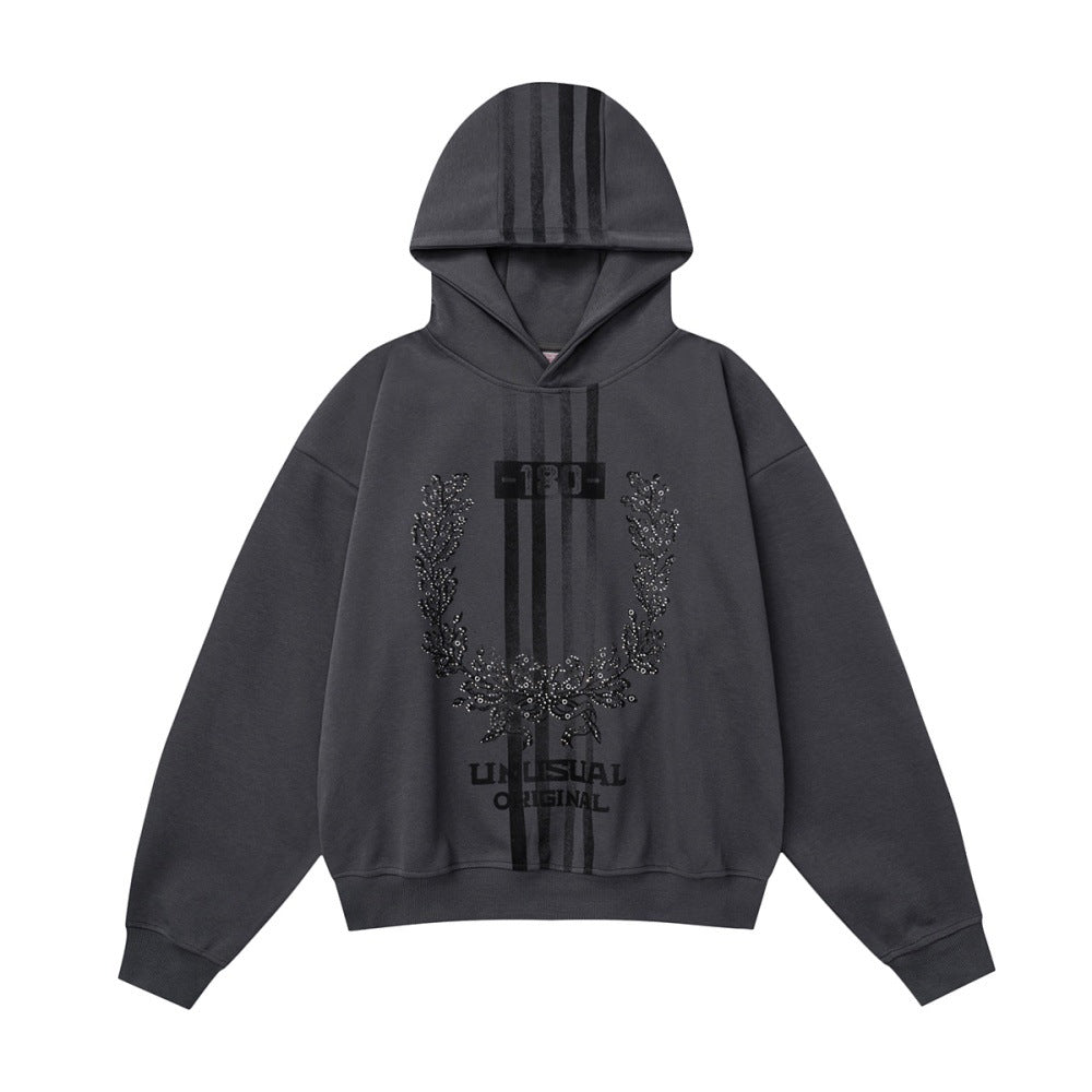Heavy Metal Decorative Design Sense Hooded Sweat Loose Casual Pullover Men's Vibe Hip Hop Fashionable Sports Loose