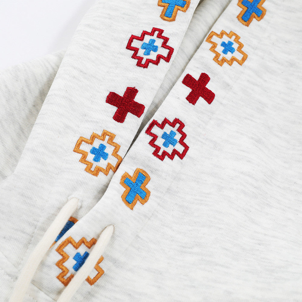 Distinctive Creative Letter Embroidered Hooded Sweater For Boys Hip-hop Fashionable Casual Loose Autumn And Winter Pullover Sweatshirt