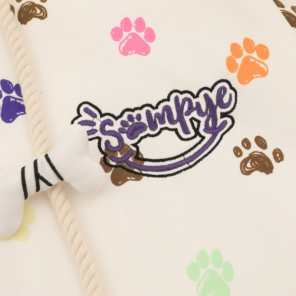 Cartoon Full Print Bear Footprint Hooded Sweatshirt Men's Hip-Hop Fashionable Long-Sleeved Loose Niche Casual Spring And Autumn Jacket
