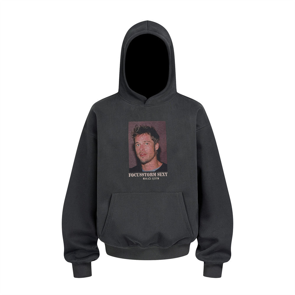 European And American Character Printed Hooded Sweater Loose Men's Vibe Fashion Brand High Street Casual Sweatshirt Spring And Autumn Pullover