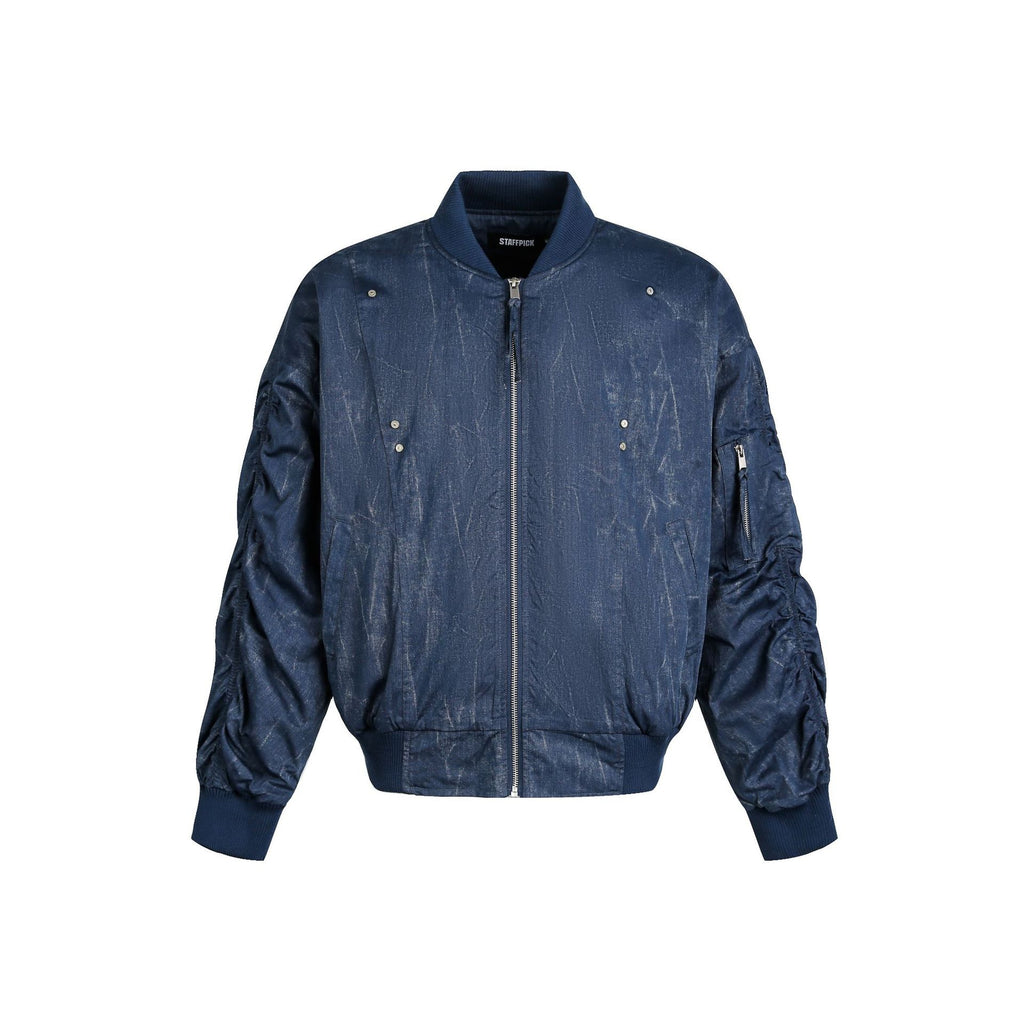 Vintage Wasteland Fold Design Flight Suit Baseball Suit Jacket American Hip Hop Style Top