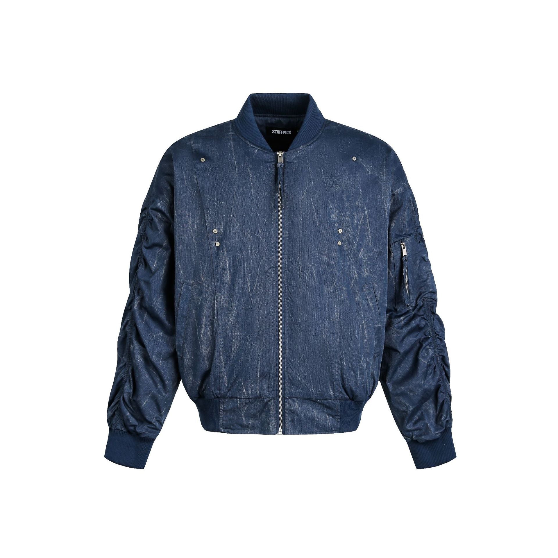 Vintage Wasteland Fold Design Flight Suit Baseball Suit Jacket American Hip Hop Style Top