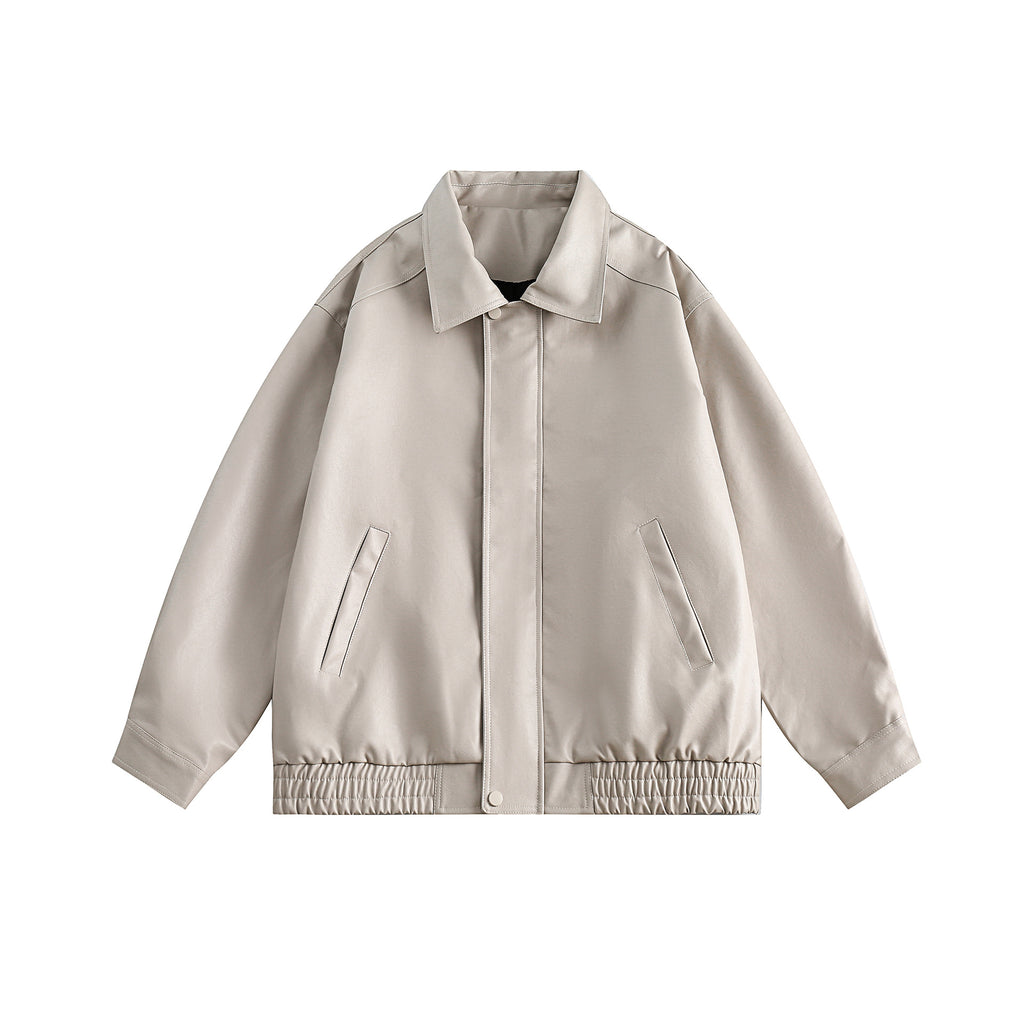 Autumn And Winter New PU Leather Solid Color Hip-Hop Coat Top Ins American Style Retro Motorcycle Style Leather Jacket
