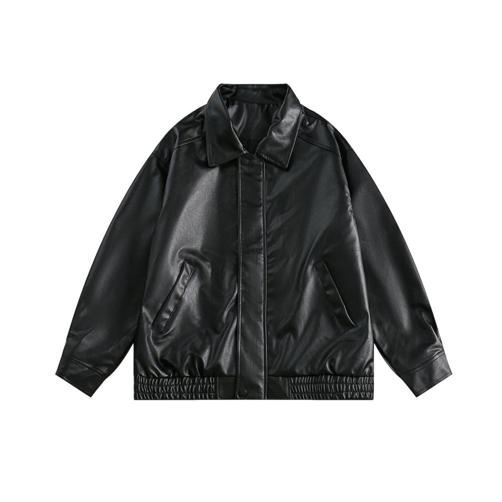Autumn And Winter New PU Leather Solid Color Hip-Hop Coat Top Ins American Style Retro Motorcycle Style Leather Jacket