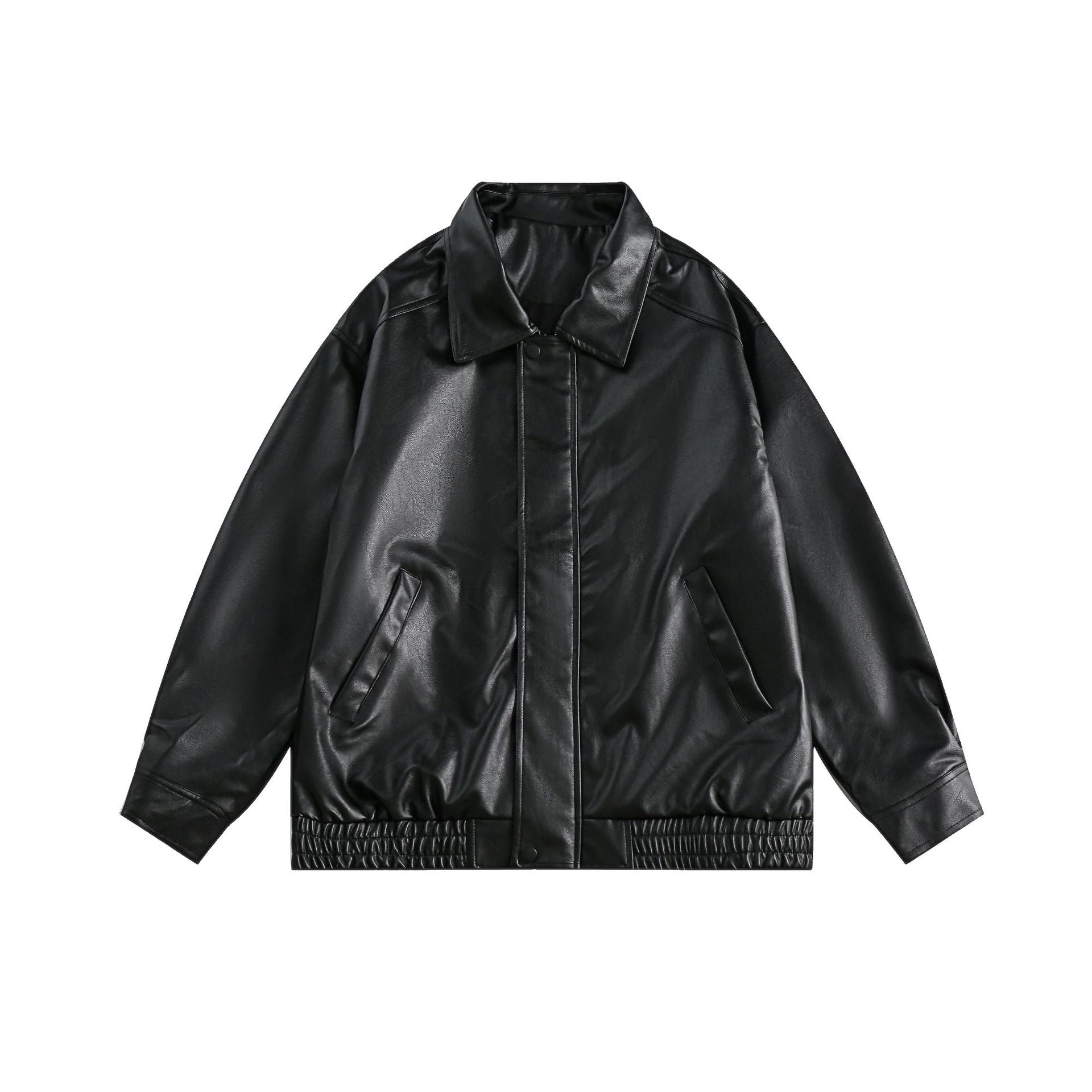 Autumn And Winter New PU Leather Solid Color Hip-Hop Coat Top Ins American Style Retro Motorcycle Style Leather Jacket
