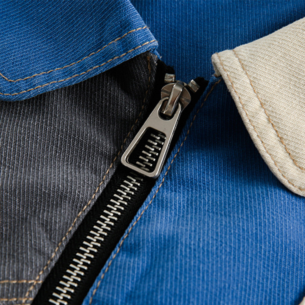 Beggar Stitching Contrast Color Patch Irregular Jacket Men's Hip-Hop Fashionable Multi-Pocket Design Distinctive Loose Jacket