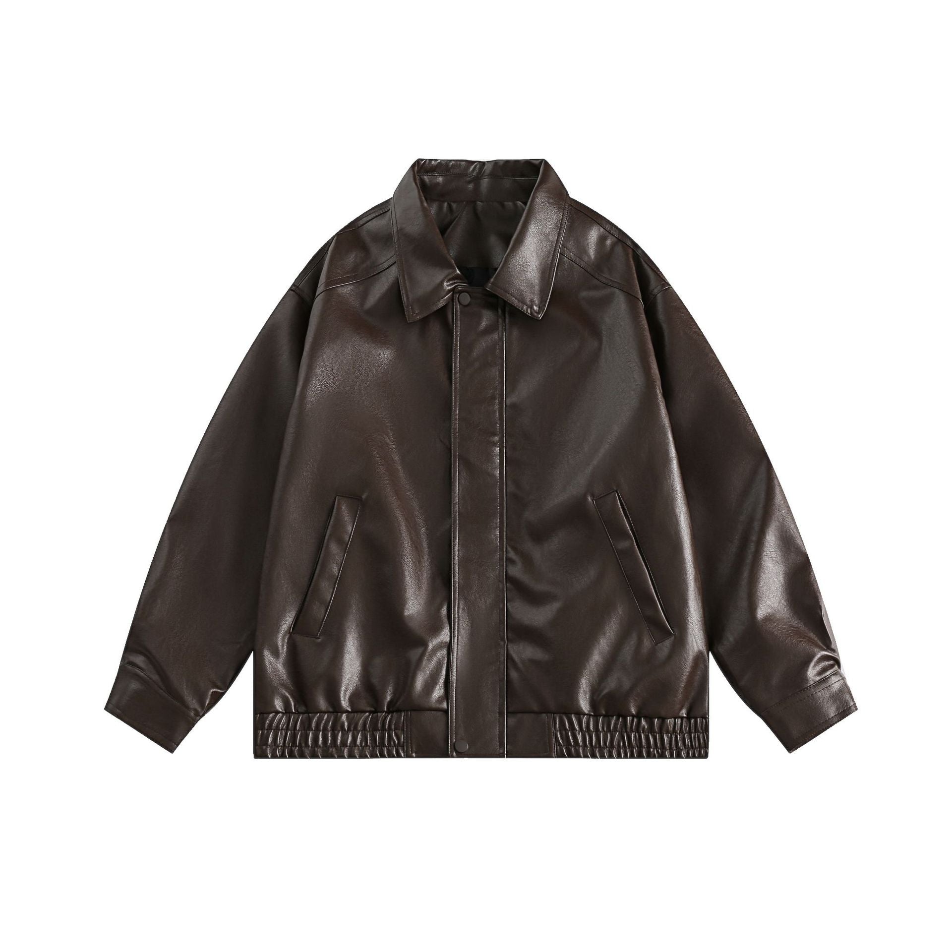 Autumn And Winter New PU Leather Solid Color Hip-Hop Coat Top Ins American Style Retro Motorcycle Style Leather Jacket