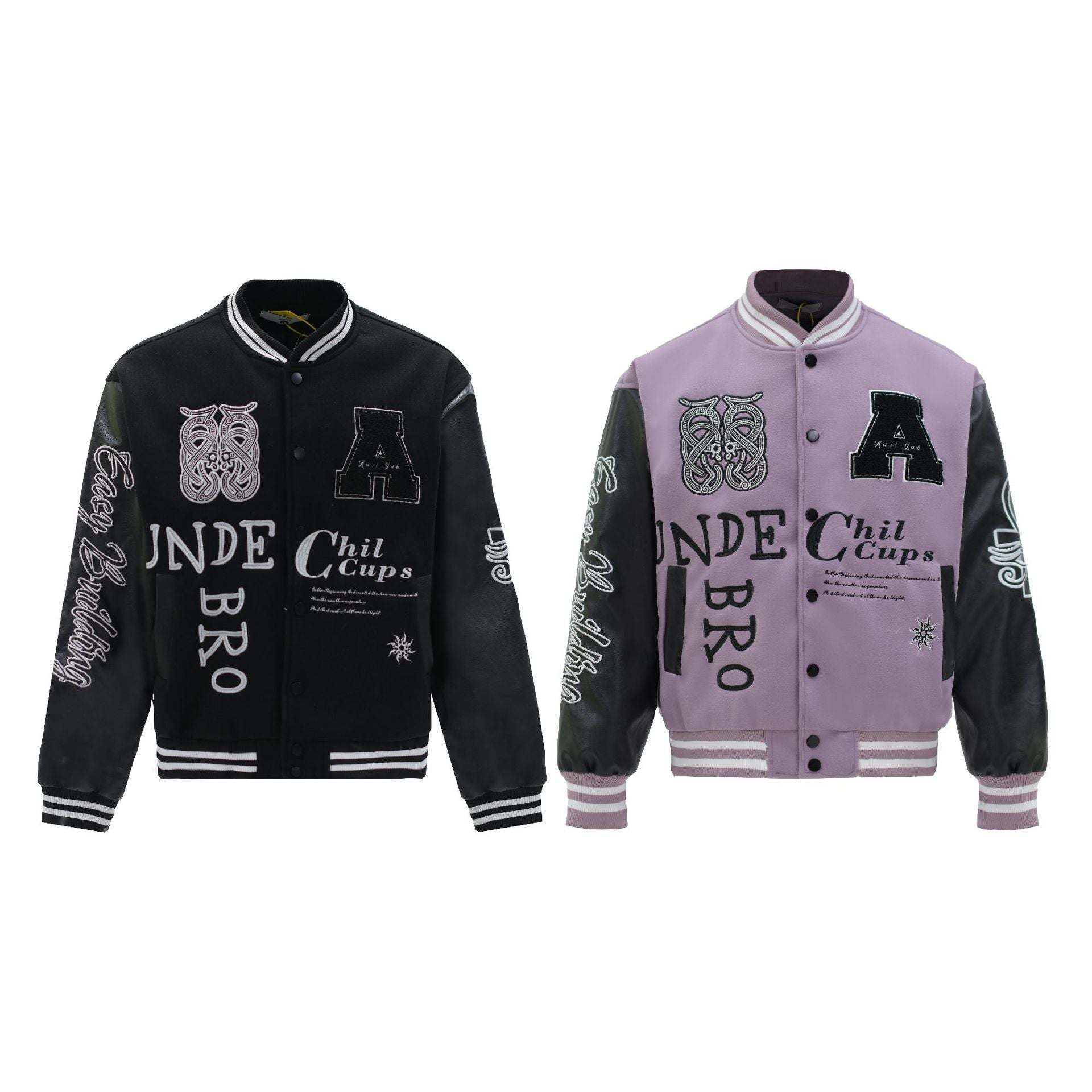 Trendy Street Embroidered Contrast Jacket Spring And Autumn New Retro National Fashion Hip Hop Baseball Suit Jacket