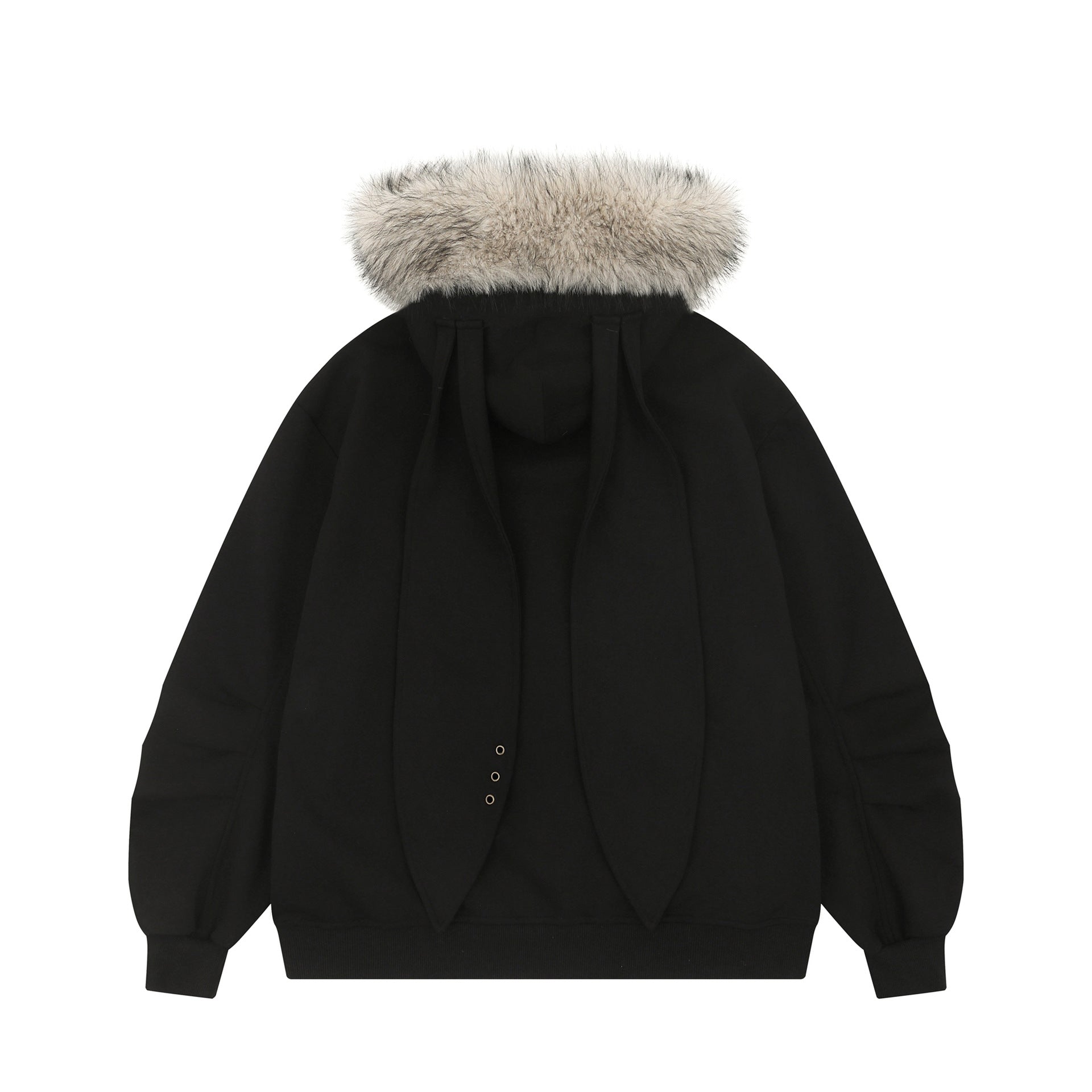 Hip-Hop Yabi Printed Rabbit Ear Cardigan Hooded Sweater Men's And Women's Vintage Vintage Jacket