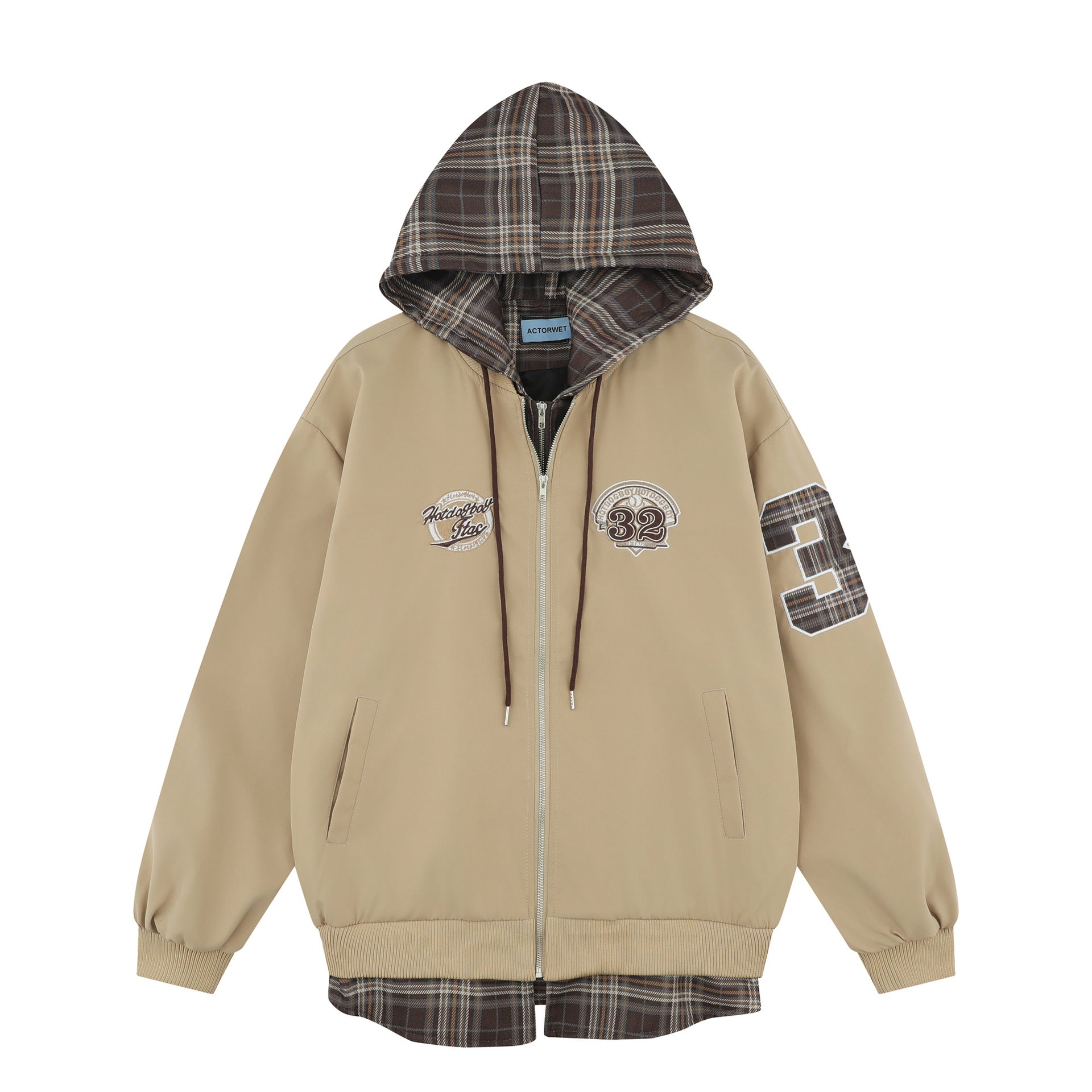 2025 New American Style Retro Street Trendy Fake Two-Piece Handsome Hip-Hop Design Loose Casual Jacket