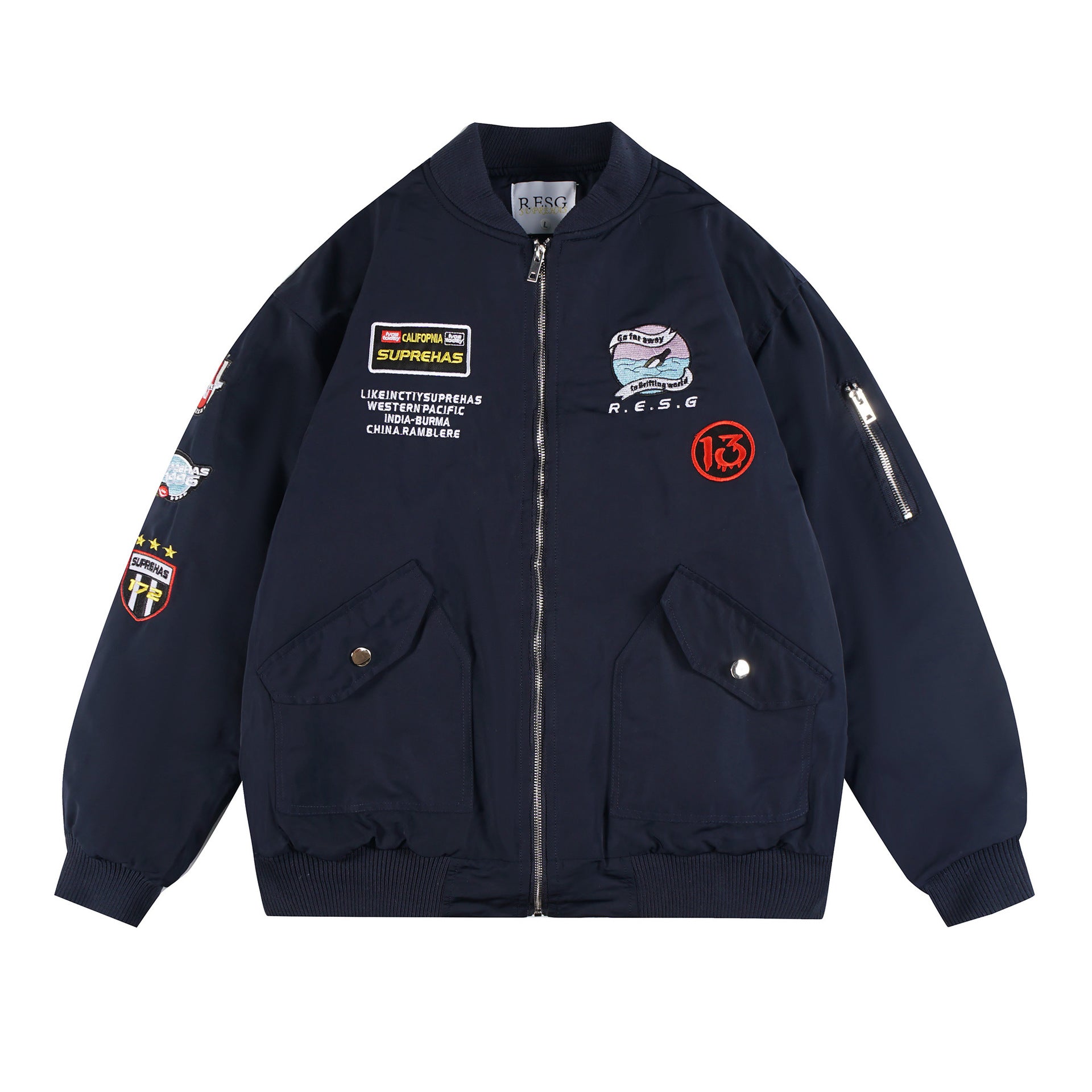 American Heavy Industry Badge Embroidered Flying Cotton-padded Jacket Fashion Brand Hip-hop High Street Cotton-padded Baseball Suit Jacket