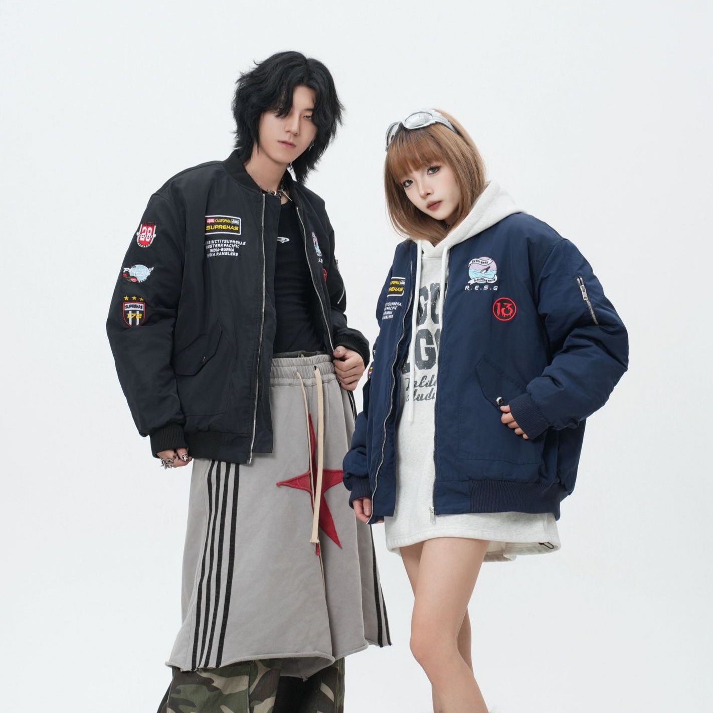 American Heavy Industry Badge Embroidered Flying Cotton-padded Jacket Fashion Brand Hip-hop High Street Cotton-padded Baseball Suit Jacket