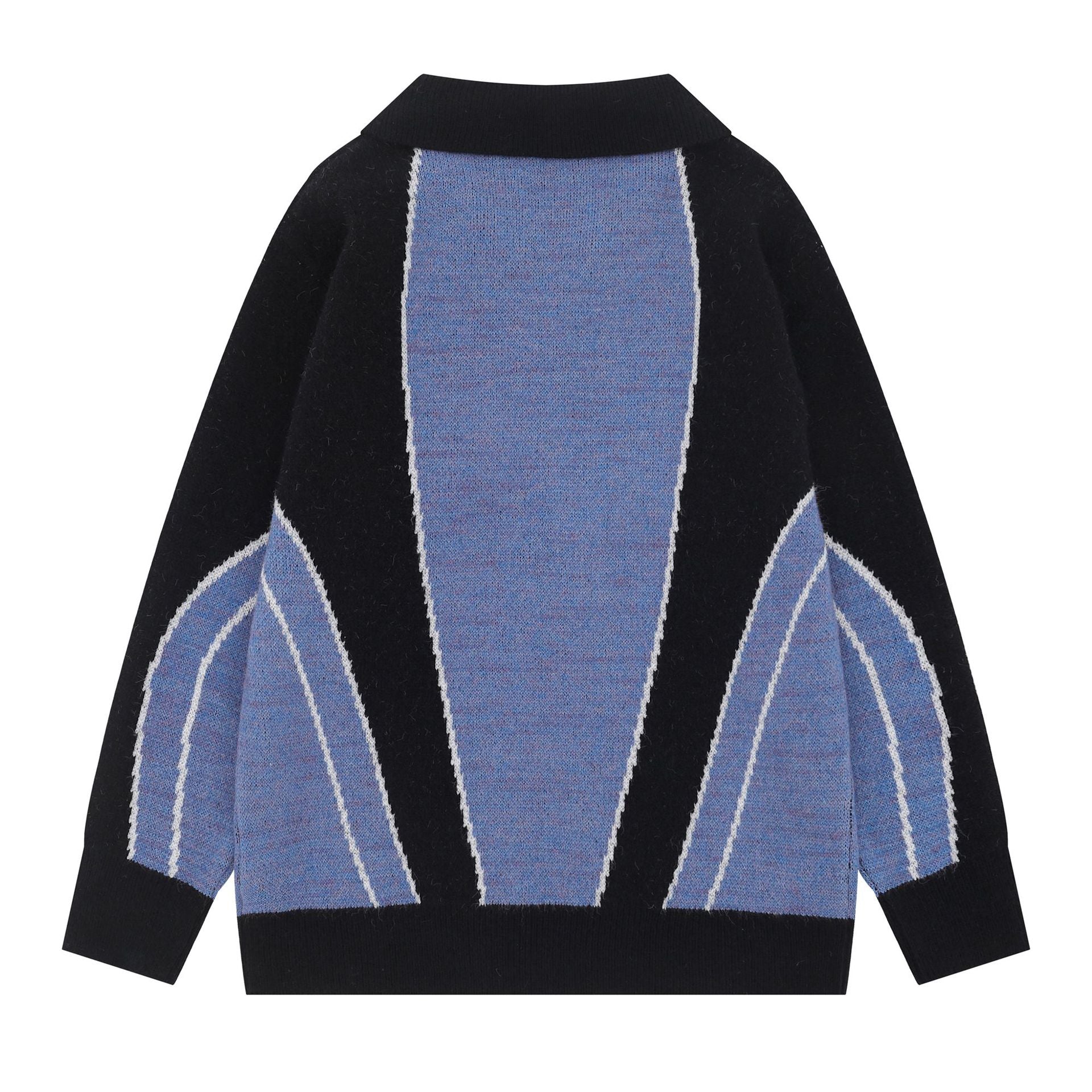 2025 New American Color-block Trendy Letter Embroidered Hip-hop Loose Casual Knit Top