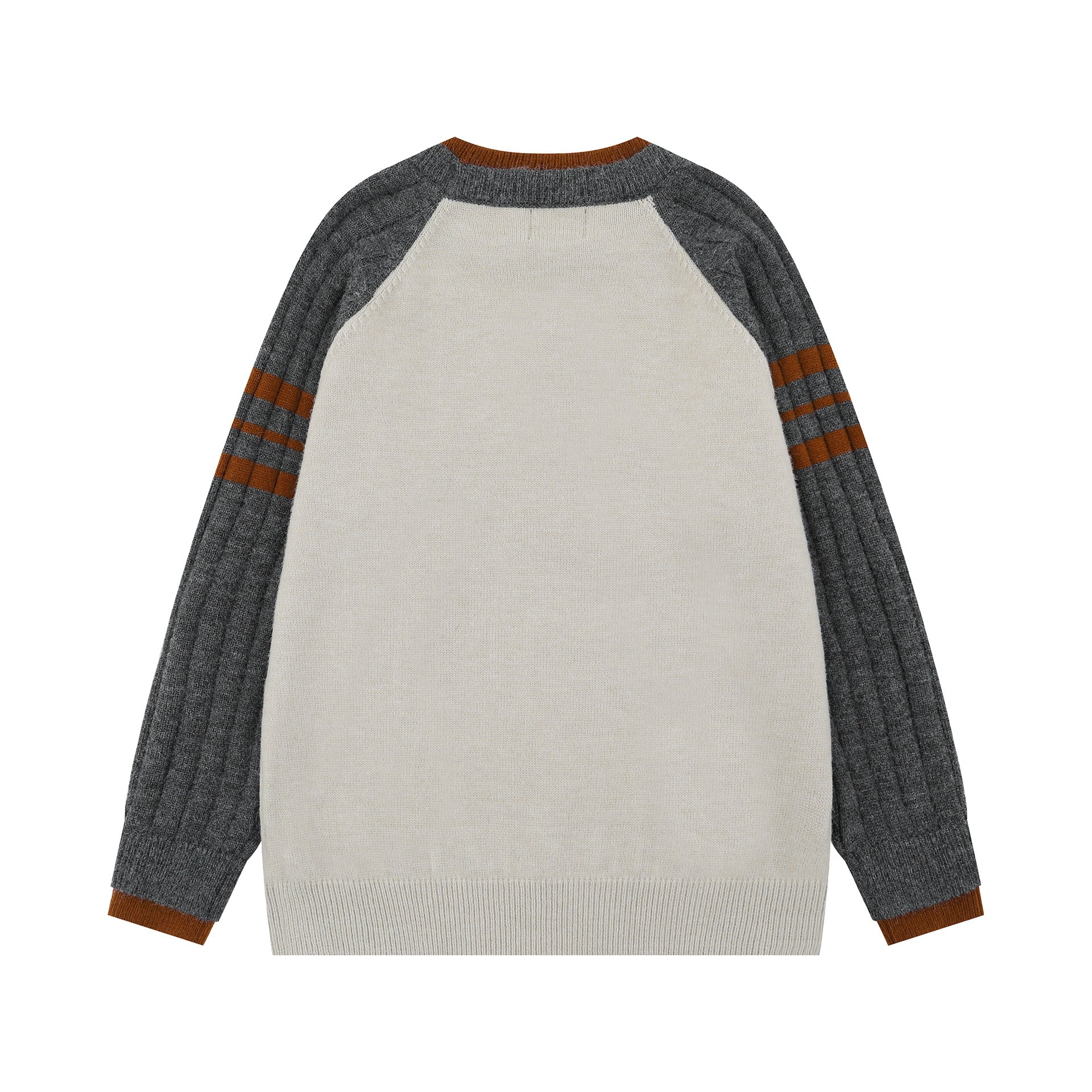 2025 New American Style High Street Fashionable Hip Hop Letter Embroidered Colorblock Crewneck Loose Knit Sweater