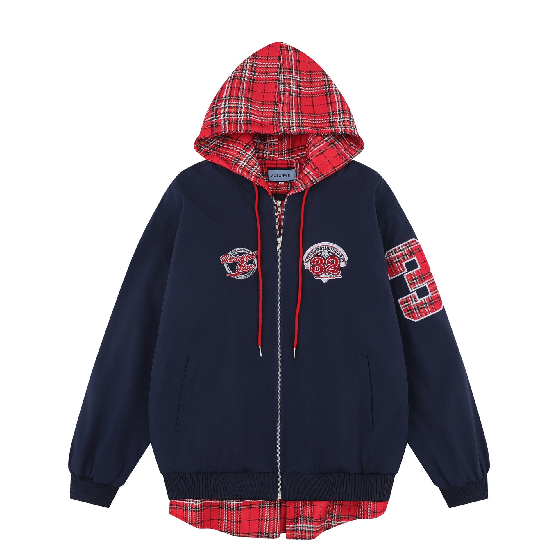2025 New American Style Retro Street Trendy Fake Two-Piece Handsome Hip-Hop Design Loose Casual Jacket