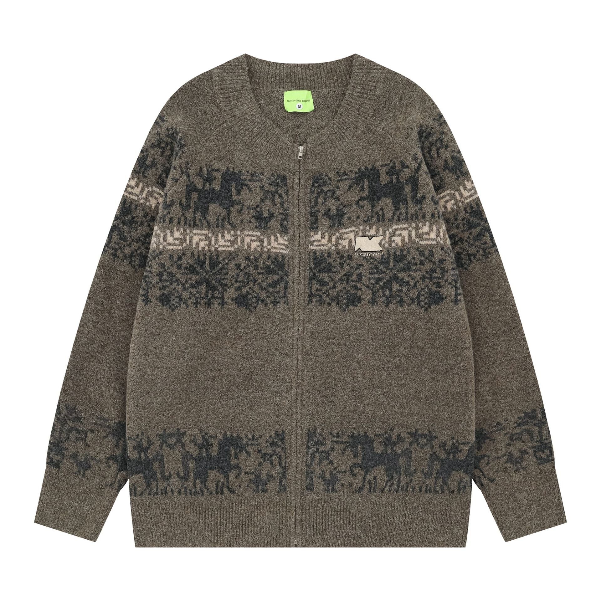 2025 New American Style Retro Hip Hop Lazy Trendy Brand All-match Loose Casual Knit Top
