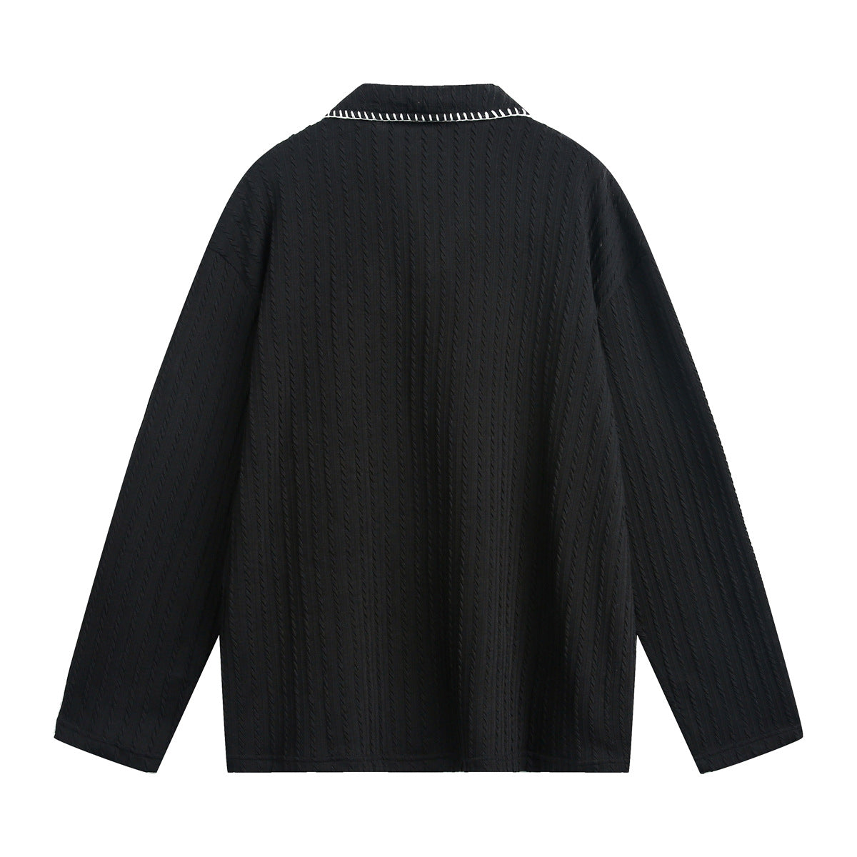 Hip-hop Fashion Brand Autumn Loose Lapel Knitted T-shirt Vintage Retro Lazy Long Sleeve POLO Shirt