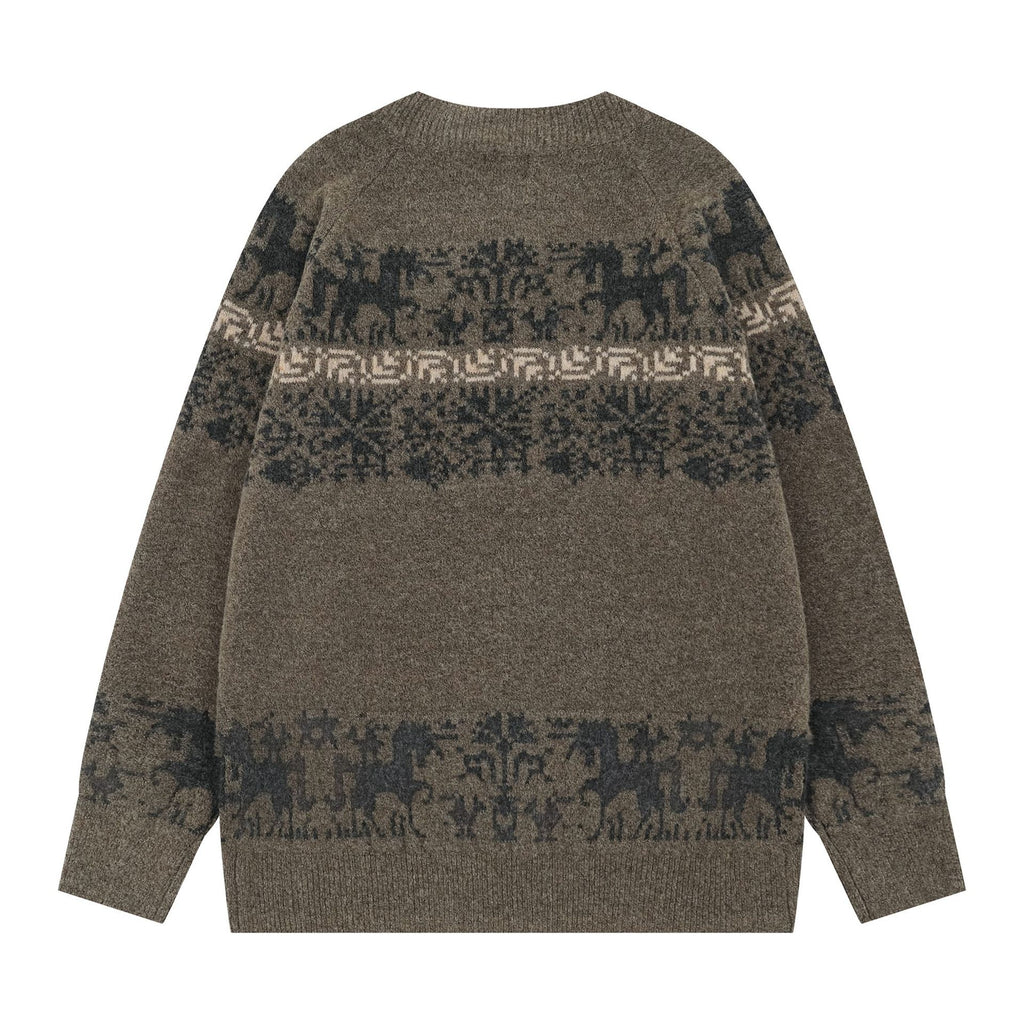2025 New American Style Retro Hip Hop Lazy Trendy Brand All-match Loose Casual Knit Top
