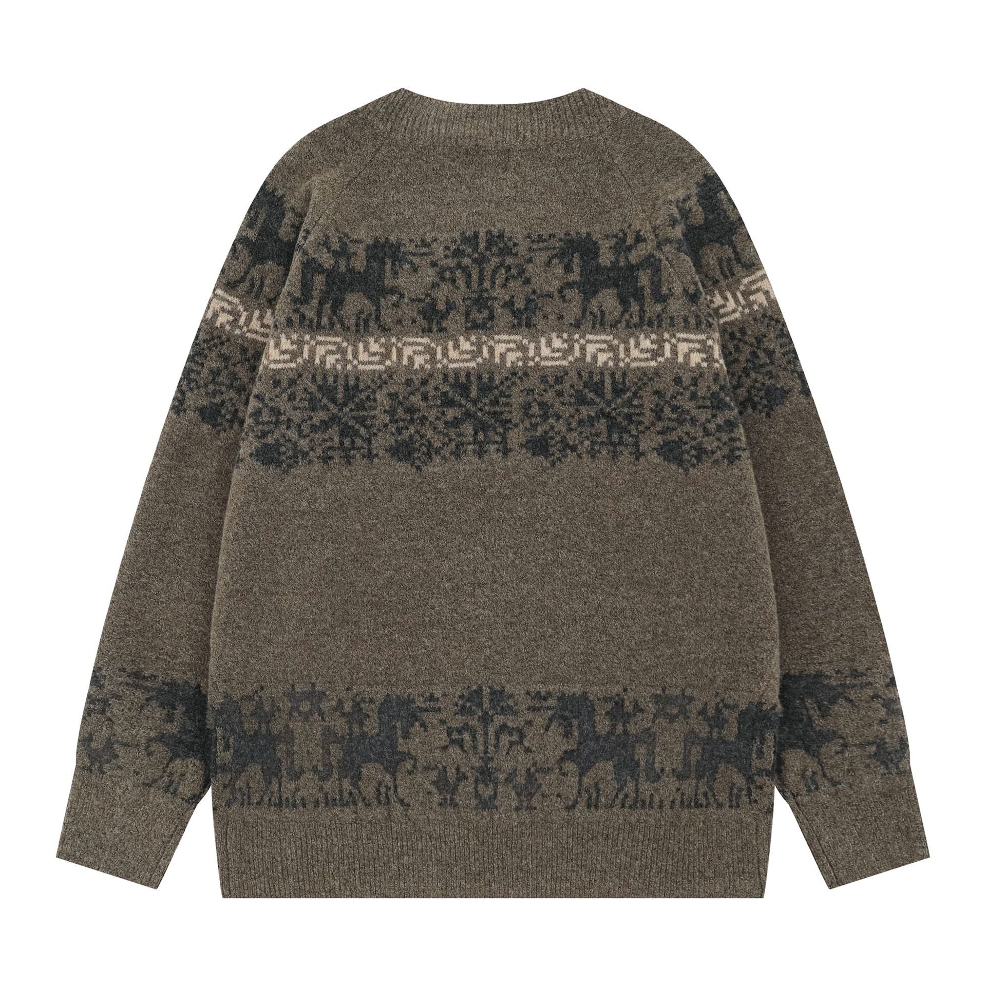 2025 New American Style Retro Hip Hop Lazy Trendy Brand All-match Loose Casual Knit Top