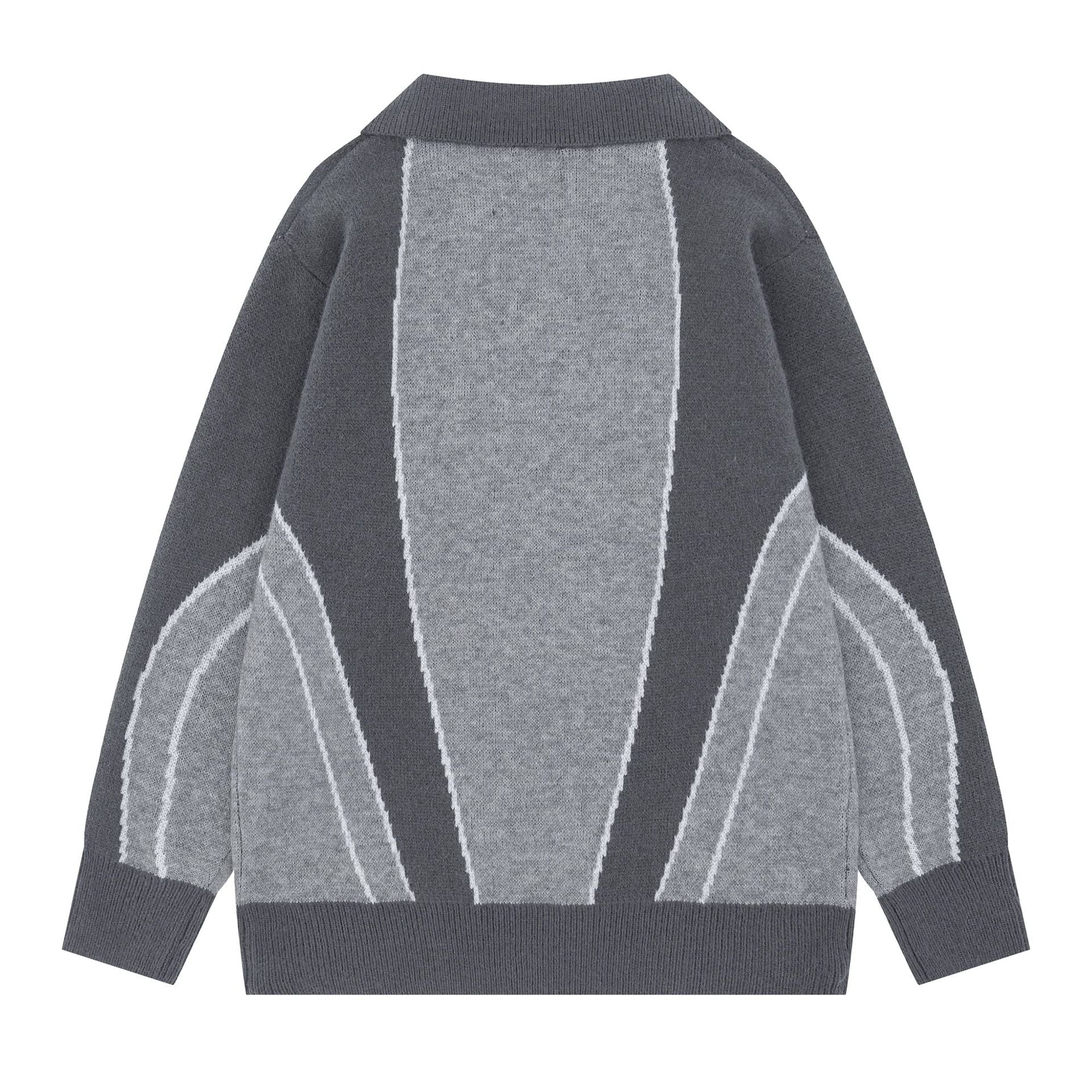 2025 New American Color-block Trendy Letter Embroidered Hip-hop Loose Casual Knit Top