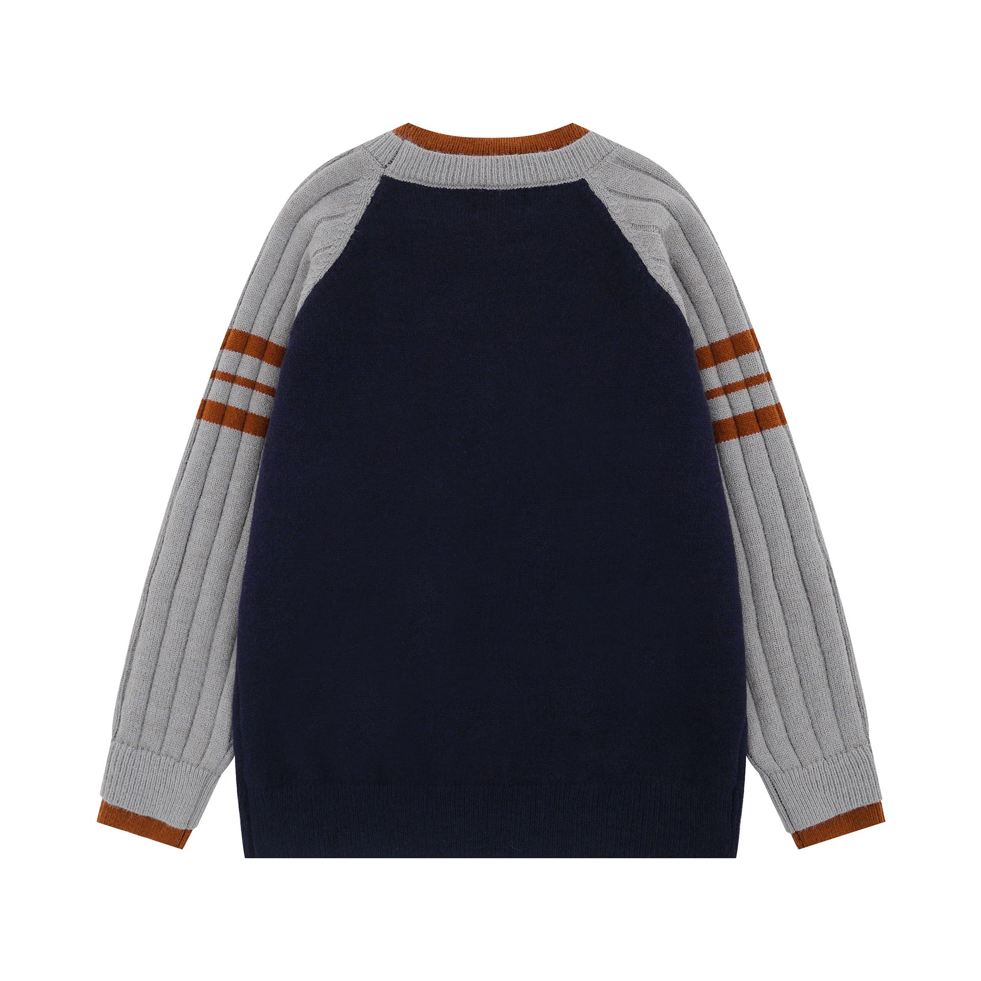 2025 New American Style High Street Fashionable Hip Hop Letter Embroidered Colorblock Crewneck Loose Knit Sweater