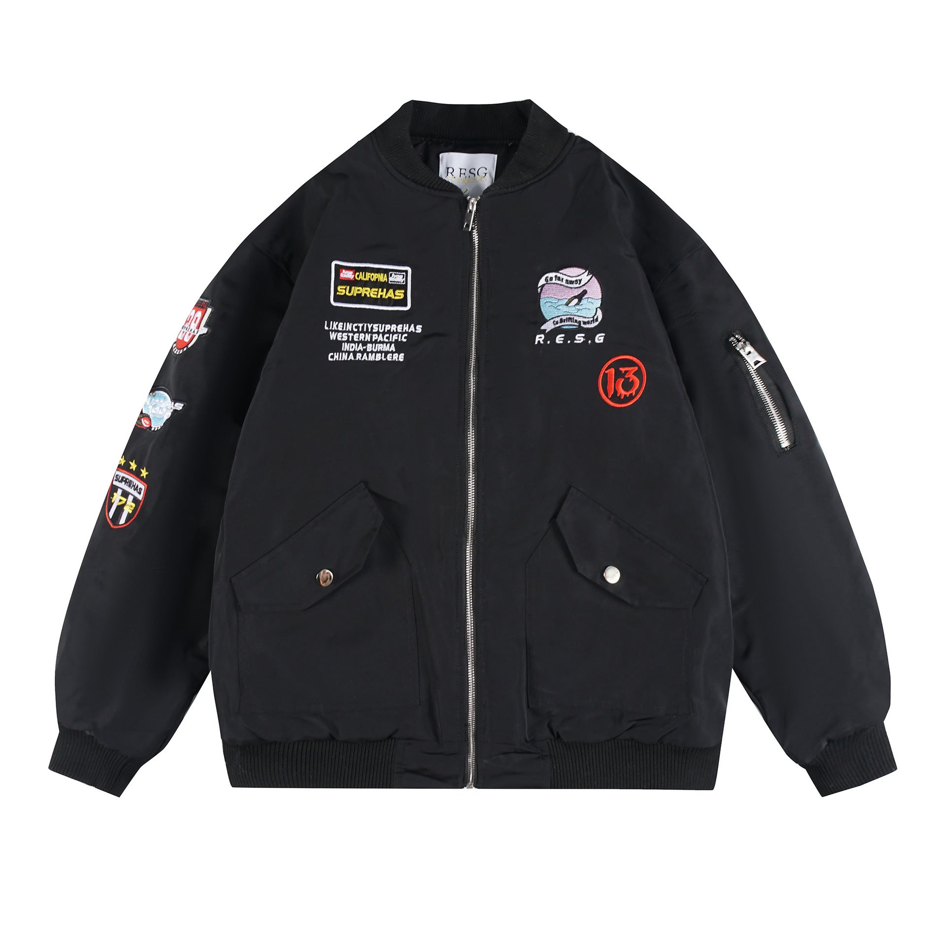 American Heavy Industry Badge Embroidered Flying Cotton-padded Jacket Fashion Brand Hip-hop High Street Cotton-padded Baseball Suit Jacket