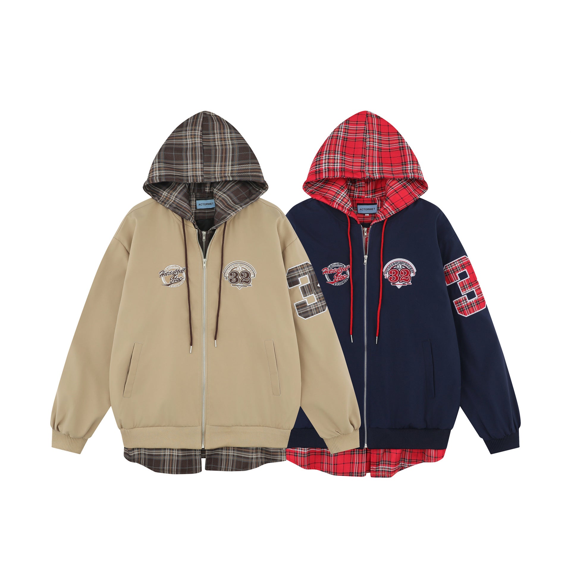 2025 New American Style Retro Street Trendy Fake Two-Piece Handsome Hip-Hop Design Loose Casual Jacket