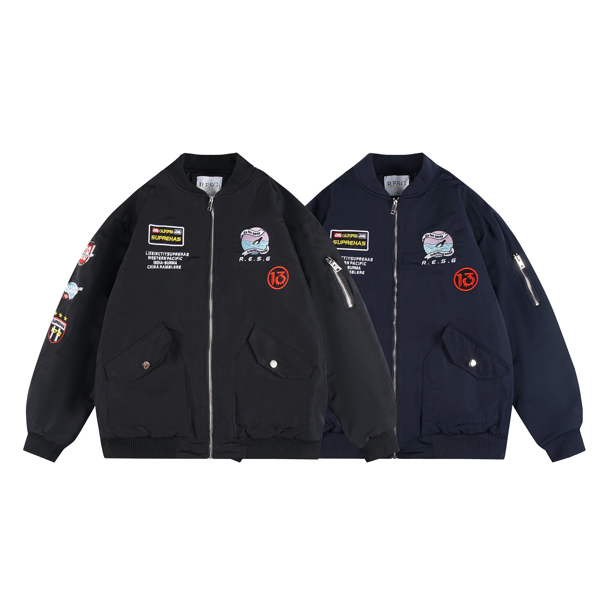 American Heavy Industry Badge Embroidered Flying Cotton-padded Jacket Fashion Brand Hip-hop High Street Cotton-padded Baseball Suit Jacket