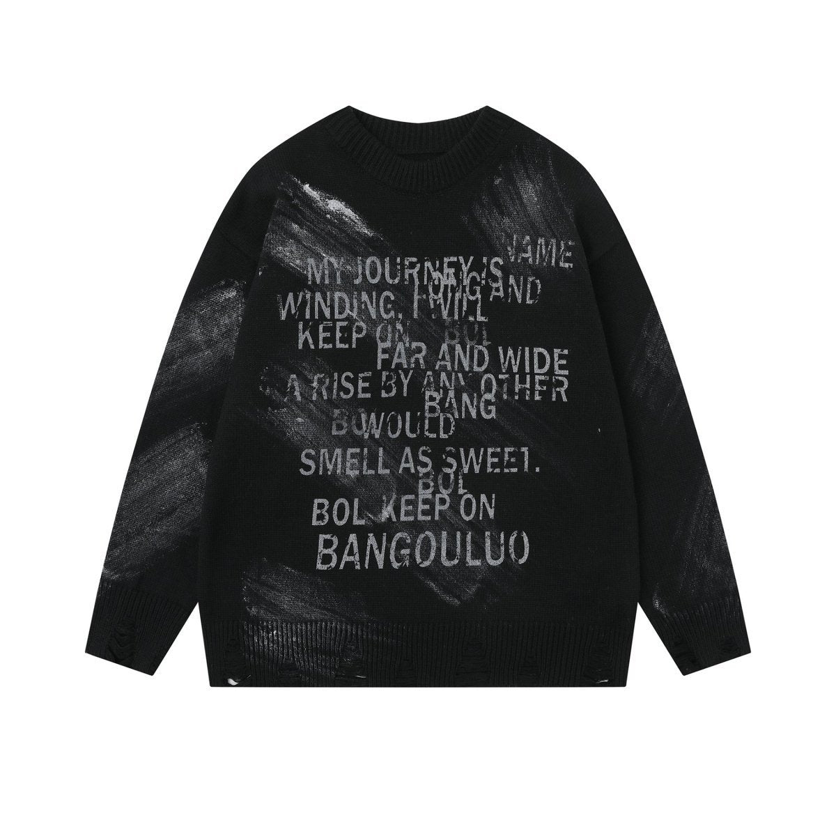 2025 American Style Retro Hip Hop Letter Embroidered Street Campus Style Loose Knit Sweater